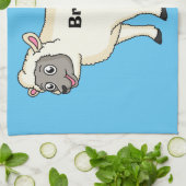 Cute happy sheep cartoon illustration  キッチンタオル (折り畳み)