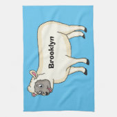 Cute happy sheep cartoon illustration  キッチンタオル (縦)