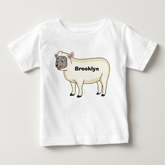 Cute happy sheep cartoon illustration  ベビーTシャツ (正面)