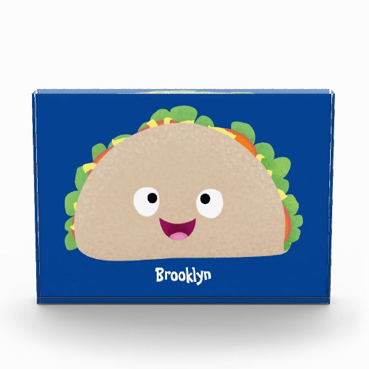 Cute happy smiling taco cartoon illustration フォトブロック (正面)
