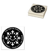 Cute happy snowflake kawaii return address ラバースタンプ (押印)