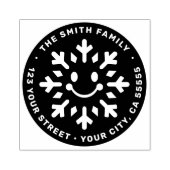 Cute happy snowflake kawaii return address ラバースタンプ (インプリント)