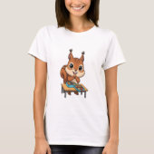 Cute Happy Squirrel Eating Lunch From Bento Boxes Tシャツ (正面)