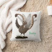Cute happy superb lyrebird cartoon illustration  クッション (ブランケット)