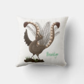 Cute happy superb lyrebird cartoon illustration  クッション (裏面)