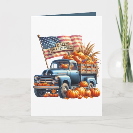 Cute Happy Thanksgiving customizable truck シーズンカード (正面)