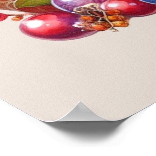 Cute Happy Thanksgiving turkey  ポスター (角)