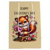 Cute Happy Valentine's Day fox ミディアムペーパーバッグ (裏面)