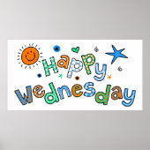 Cute Happy Wednesday Week Greeting Text Expression ポスター (正面)