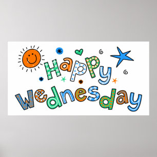 Cute Happy Wednesday Week Greeting Text Expression ポスター