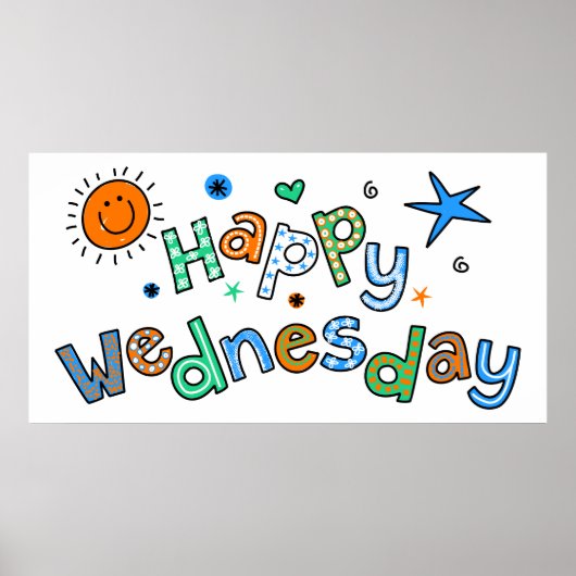 Cute Happy Wednesday Week Greeting Text Expression ポスター (正面)
