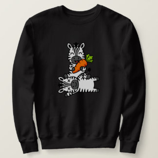 Cute Happy Zebra with Carrot Cartoon Fun Animal スウェットシャツ