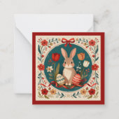 Cute Hare with Eggs and Flowers Botanical Easter  ノートカード (正面)