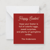 Cute Hare with Eggs and Flowers Botanical Easter  ノートカード (裏面)