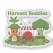 Cute Harvest Buddies Vegetable Friends Farmer's  シール (正面)