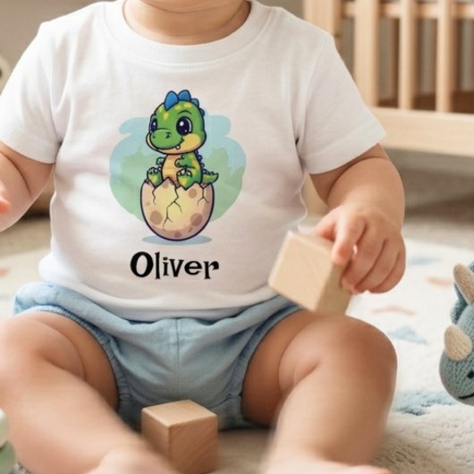 Cute Hatching Baby Dinosaur ベビーTシャツ