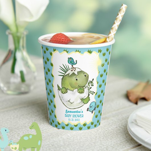 Cute Hatching Dino Baby Shower Paper Cups  紙コップ