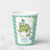 Cute Hatching Dino Baby Shower Paper Cups  紙コップ (正面)