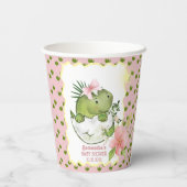 Cute Hatching Dino Girl Baby Shower Paper Cups 紙コップ (裏面)