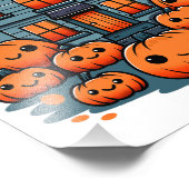 Cute Haunted House Halloween Pumpkins Ghosts & Bat フォトプリント (角)