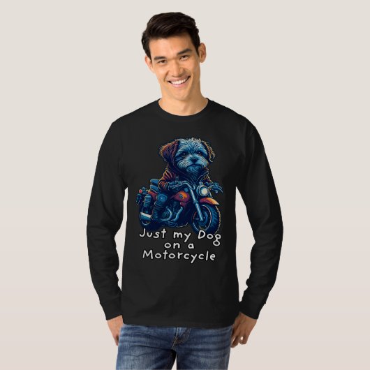 Cute Havanese riding on a motorcycle Christmas 2 Tシャツ (正面フル)