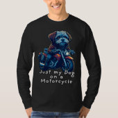 Cute Havanese riding on a motorcycle Christmas 2 Tシャツ (正面)
