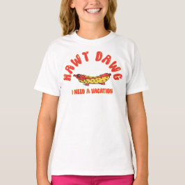  Cute Hawt Dawg I Need a Vacation Retro Cartoon Ho Tシャツ