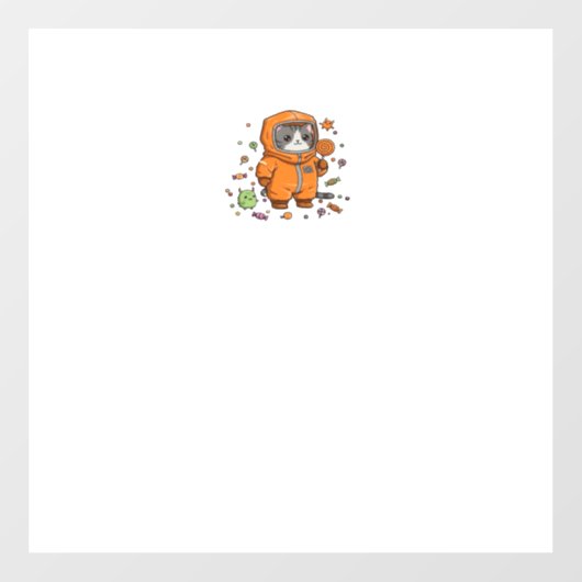 Cute Hazmat Cat Halloween Candy Monster Fun Oversi ウィンドウサイン (シート)