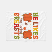 Cute He Likes My Turkey Breasts Couple Matching Th フリースブランケット (正面(横))