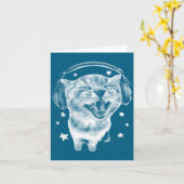 Cute Headphones Cat Funny Y2k Nge Silly Graphic Me カード (黄色い花)