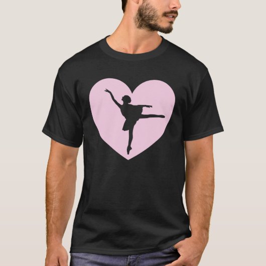 Cute Heart Ballet  Dancing Ballerina Tシャツ (正面)