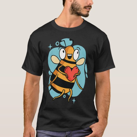 Cute Heart Bee Beekeeper Valentine's Day Tシャツ (正面)