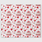 Cute Heart Birthday, Valentine Celebration Pattern ラッピングペーパー (フラット)