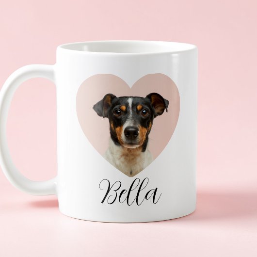 Cute Heart Black Script Custom Pet Photo Dog Lover コーヒーマグカップ