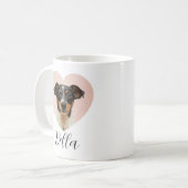 Cute Heart Black Script Custom Pet Photo Dog Lover コーヒーマグカップ (正面左)