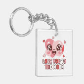 Cute Heart Character Love You To The Moon キーホルダー (正面左)