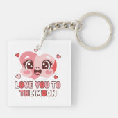 Cute Heart Character Love You To The Moon キーホルダー (裏面)