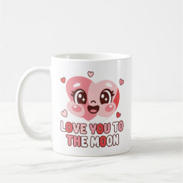 Cute Heart Character Love You To The Moon コーヒーマグカップ