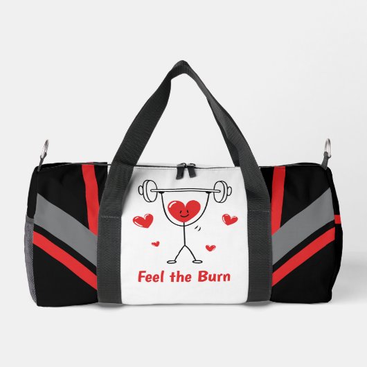 Cute Heart Gym Workout Feel the Burn Design ダッフルバッグ (裏面)