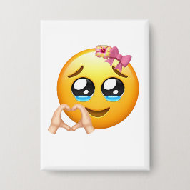 Cute Heart Hands Emoji Pin - Coquette Aesthetic  缶バッジ