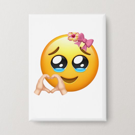 Cute Heart Hands Emoji Pin - Coquette Aesthetic  缶バッジ (正面)