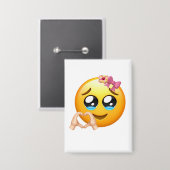 Cute Heart Hands Emoji Pin - Coquette Aesthetic  缶バッジ (正面/裏面)