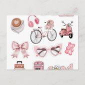 Cute Heart Hands Emoji Pin - Pink Bow Aesthetic Ac シーズンポストカード (正面)