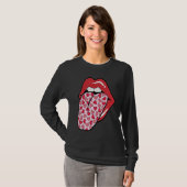 Cute Heart Lips Tongue Retro Valentines Day Matchi Tシャツ (正面フル)