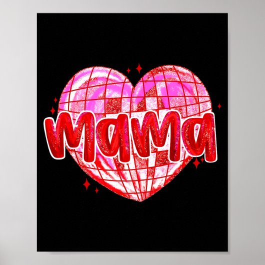 Cute Heart Mama Valentines Day Mom Wife  ポスター (正面)