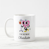 Cute Heart Nurse Emergency Room Nurse Gift コーヒーマグカップ (左)