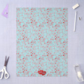 Cute Heart Pattern Aqua & Pink Red Name 薄葉紙 (クラフト)