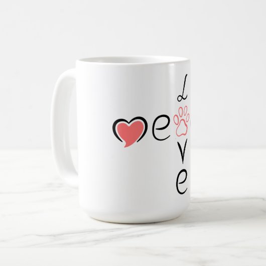 Cute Heart Paw Print Design for Pet Lovers,Mug コーヒーマグカップ (正面左)