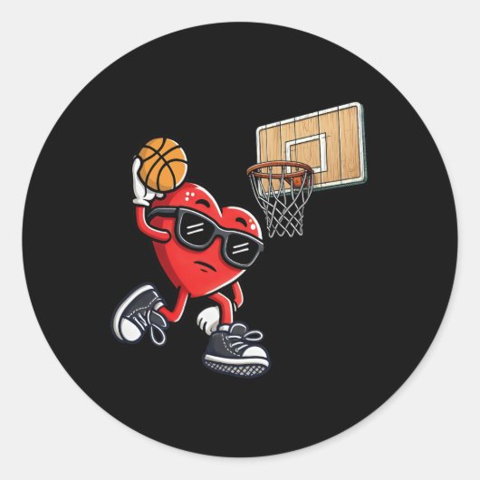 Cute Heart Playing Sketll Valentines Day Sketll Bo ラウンドシール (正面)