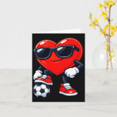 Cute Heart Playing Soccer Valentines Day Soccer Bo カード (黄色い花)